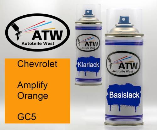 Chevrolet, Amplify Orange, GC5: 400ml Sprühdose + 400ml Klarlack - Set, von ATW Autoteile West.